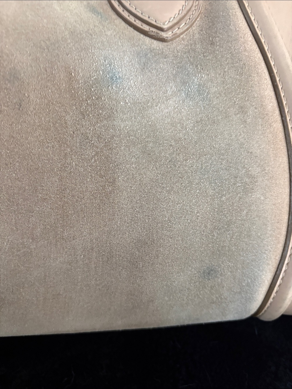 Beige large Luggage Tote - Beige Suede & Leather - Picture 8 of 8